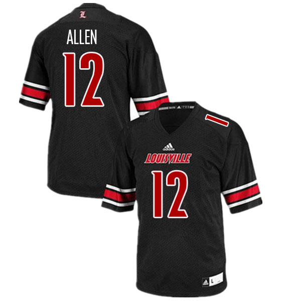 Men #12 Brady Allen Louisville Cardinals College Football Jerseys Stitched Sale-Black